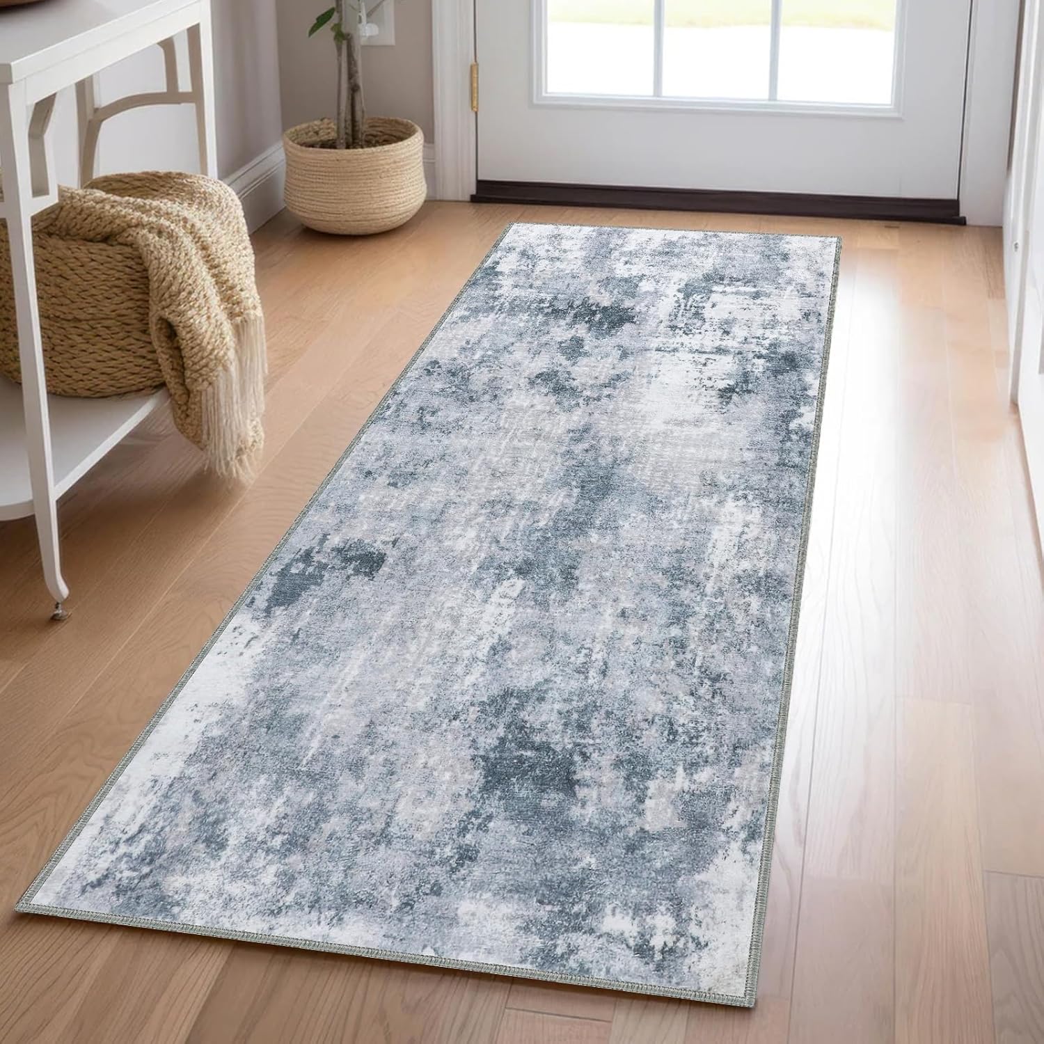 Hallways Runner Rug, 2x8 Washable Runner Rug Non Skid Runner Rugs for Kitchen with Rubber Backing, Abstract Print Floor Carpet Runner for Entryway Laundry Bedroom Living Room