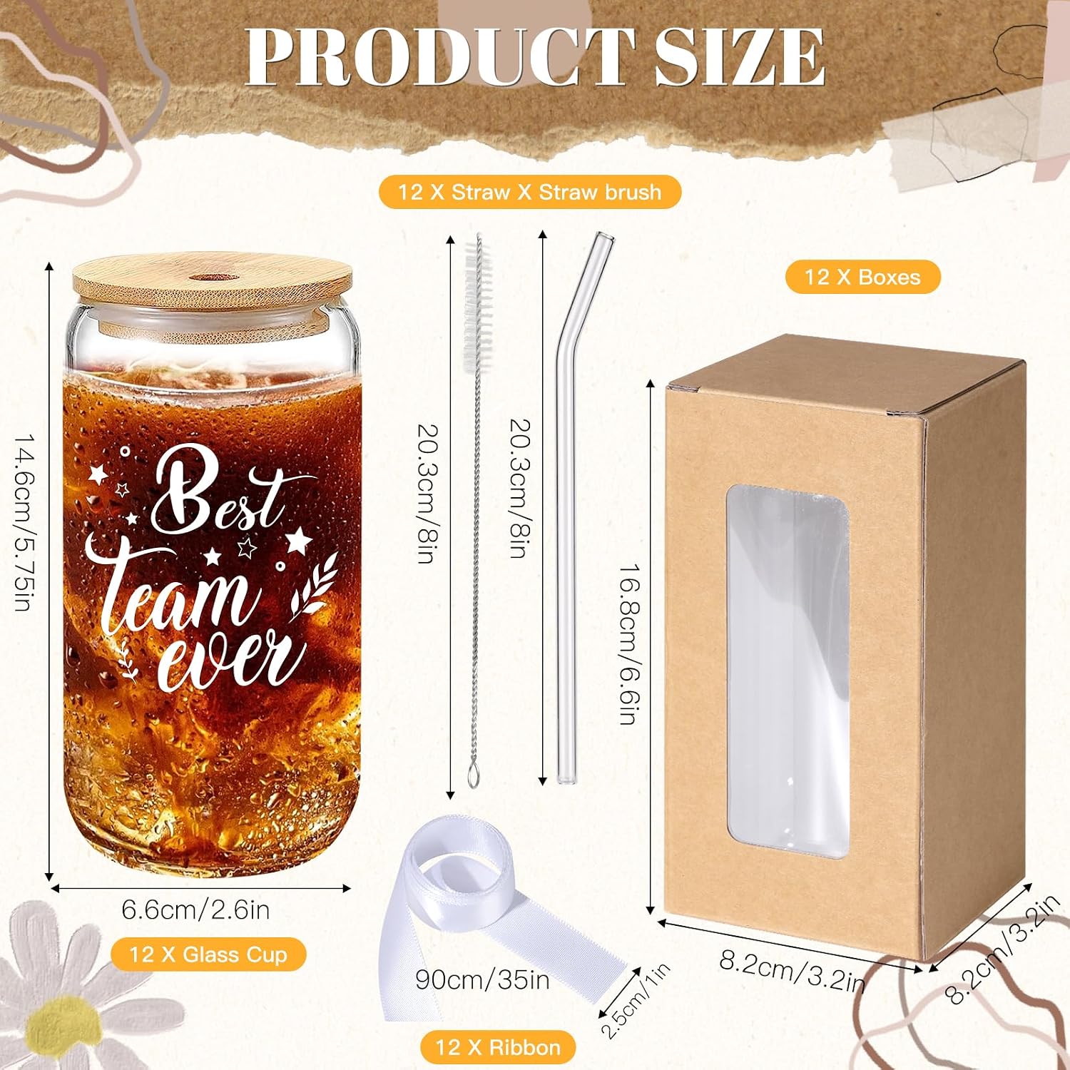 12 Set Employee Appreciation Gifts Bulk, Thank You Gifts for Coworker Staff Teacher Nurses Team, 16oz Can Shaped Beer Glass Cups Gift Box with Card for Women Men, Teacher's Day/Nurses Week image 2