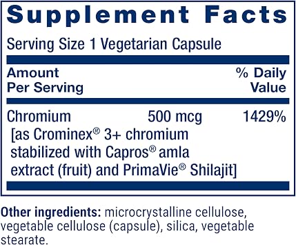 Life Extension Optimized Chromium with Crominex 3+, 500 mcg, 60 Capsules