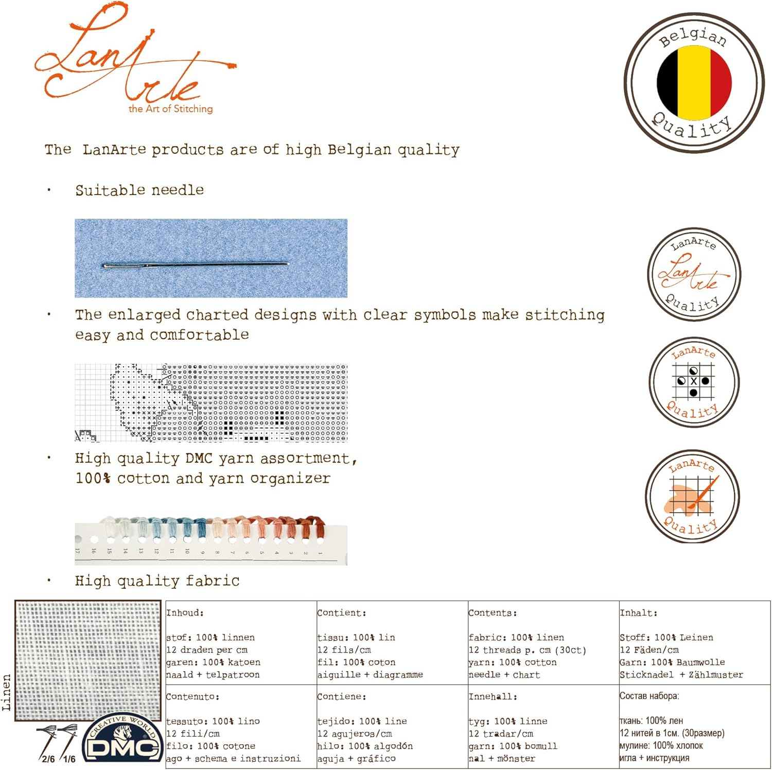 Lanarte Counted Cross Stitch Kit: Irises (Linen), NA, 40 x 28cm