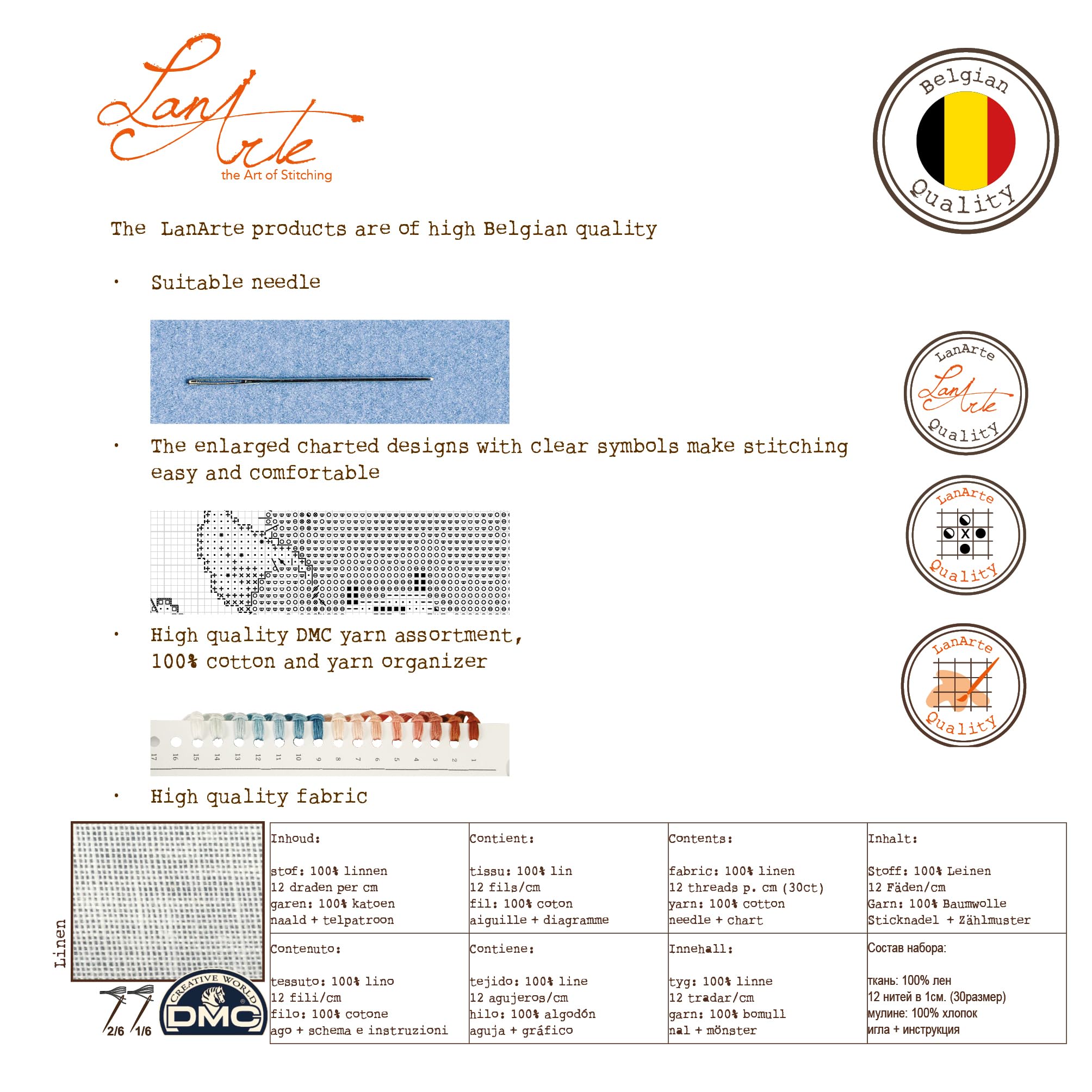 Lanarte Point De Croix Compté Tableau Kit Complet DIY Broderie Motif IRIS - BOTANIQUE Patron Adulte Art Creatif Decoration Salon Activité Manuelle Cadeau ca. 20 x 60 cm Counted Cross Stitch