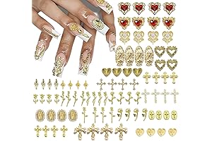 Western Nail Art | Gold Nail Charms With Virgin Mary & Rose Details Collection