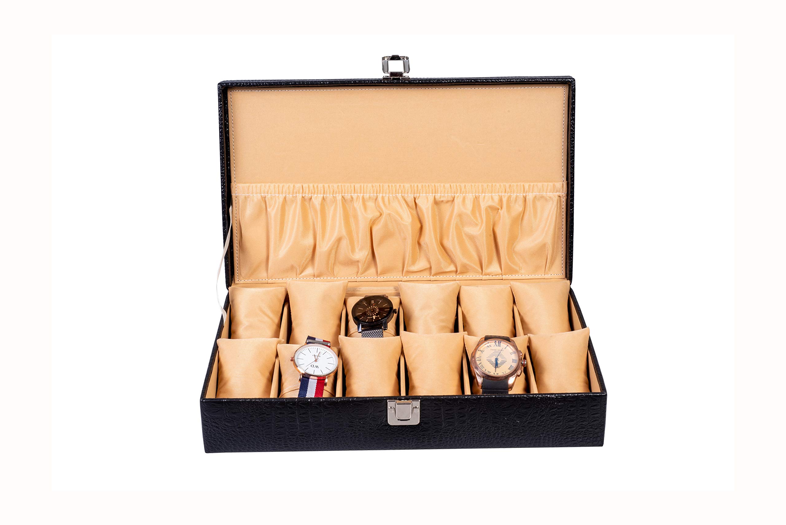 Red Velvet Unisex Black Croco Watch Box/watch case/watch organizer/watch holder with 12 watches slots (B08XC86J9C) Amazon Price History, Amazon Price Tracker