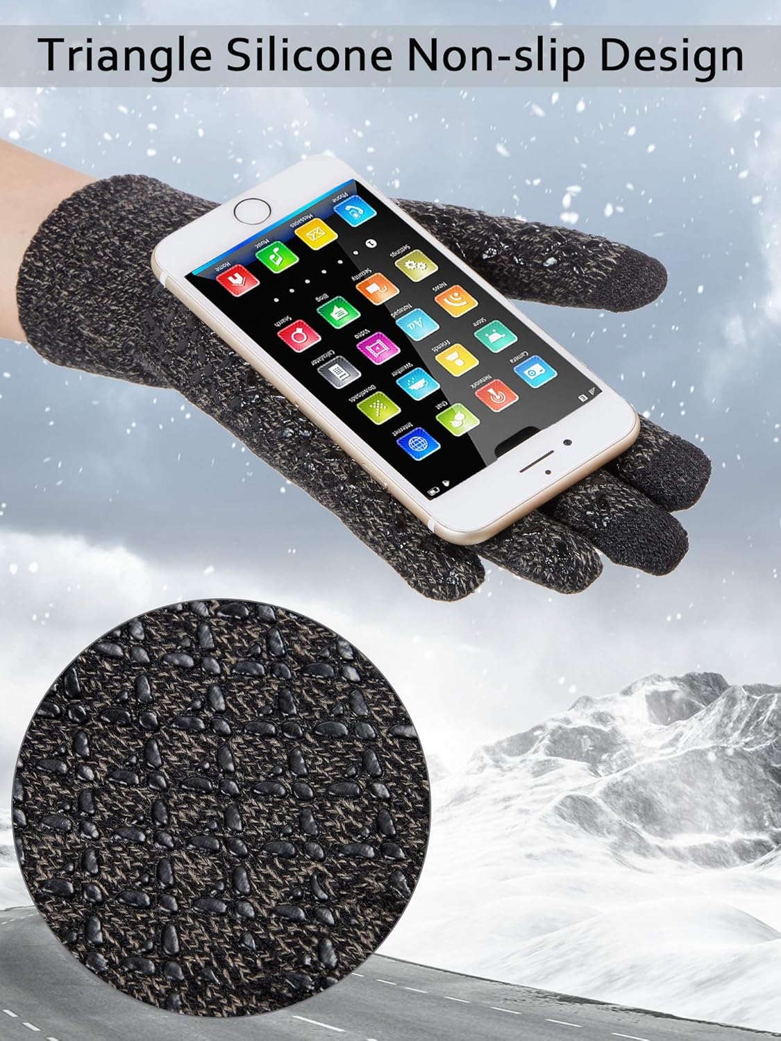 SATINIOR 4 Pairs Winter Knit Touchscreen Gloves Warm Texting Gloves Elastic Anti-slip for Adults - Image 4