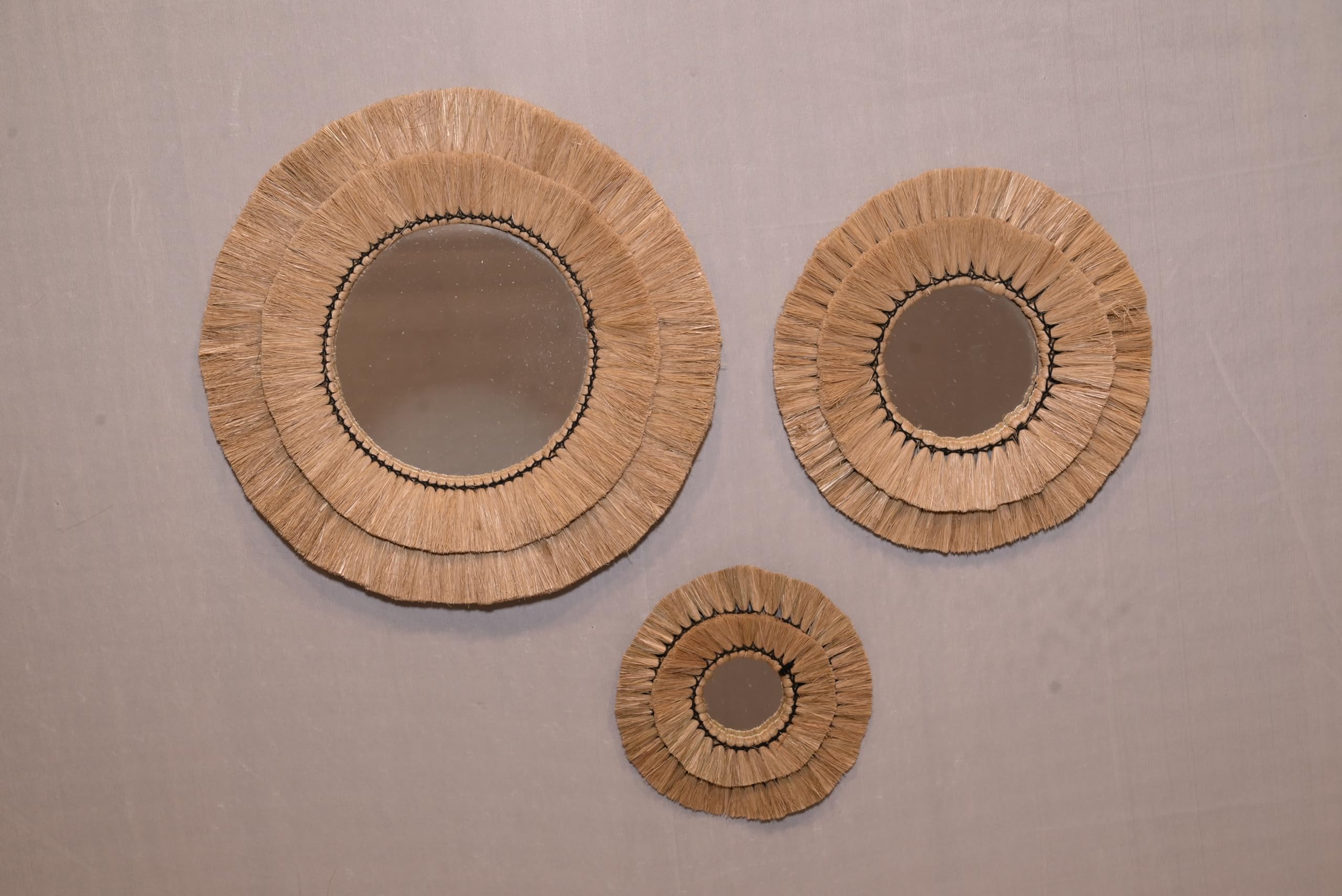 Miroir mural rond en bambou pour chambre et salle de bain cosy