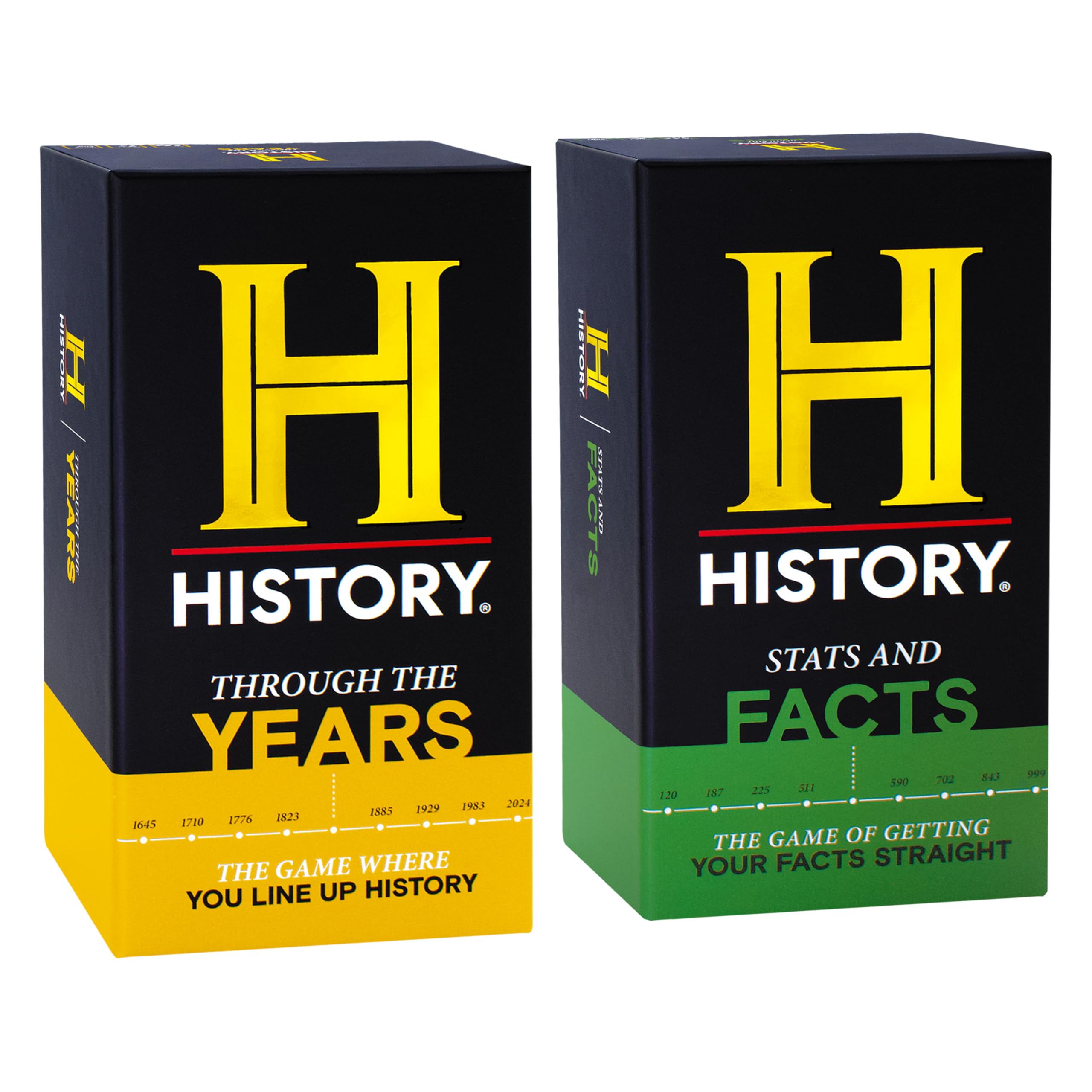 HISTORY Channel NEW Games Bundle - Through The Years and Stats & Facts - General Knowledge Super Trivia Chronology Timeline Card Game for Adults, Family & Teens in The Pursuit of Trivial Knowledge