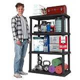 IRIS USA Plastic Storage Shelves |Made in USA| 56'H x 36'W x 18'D - Black Shelf 4 Tier