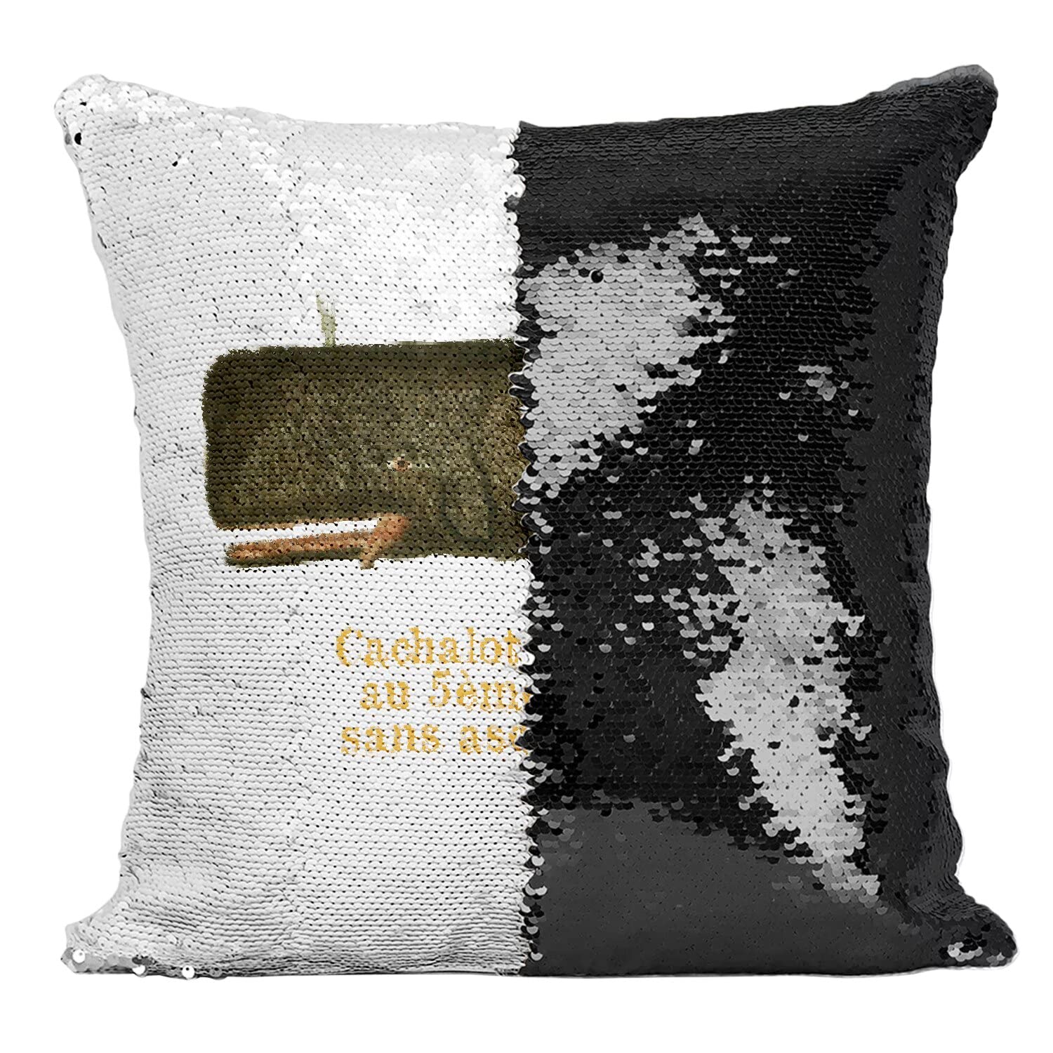 Coussin cachalot paillettes noir Fabulous pour décorer un salon style marin