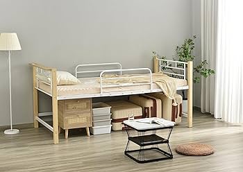 Amazon｜パイプベッド シングル コンセント付き 宮 ロフトベッド