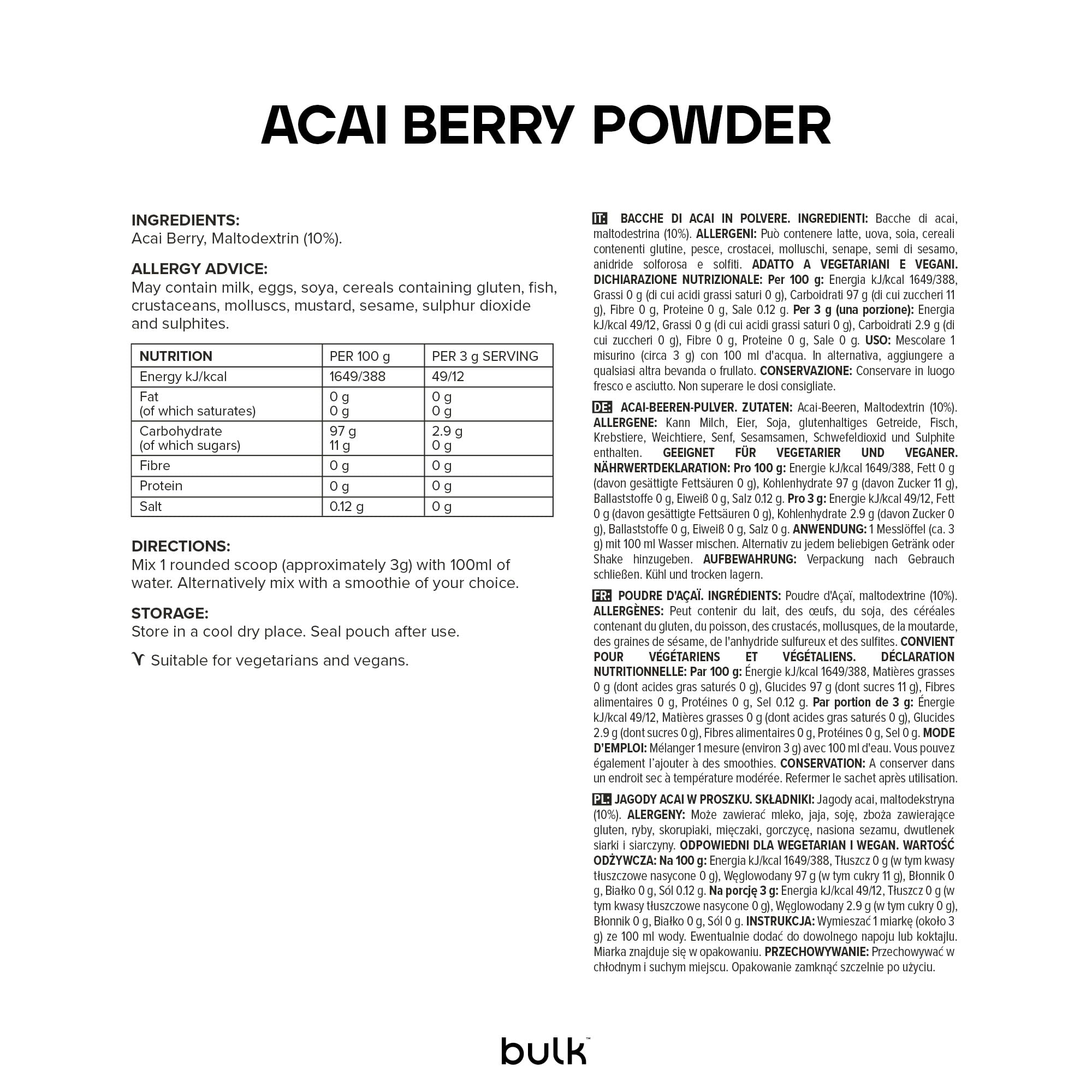 Bulk Acai-Beerenpulver, 250 g, Verpackung Kann Variieren