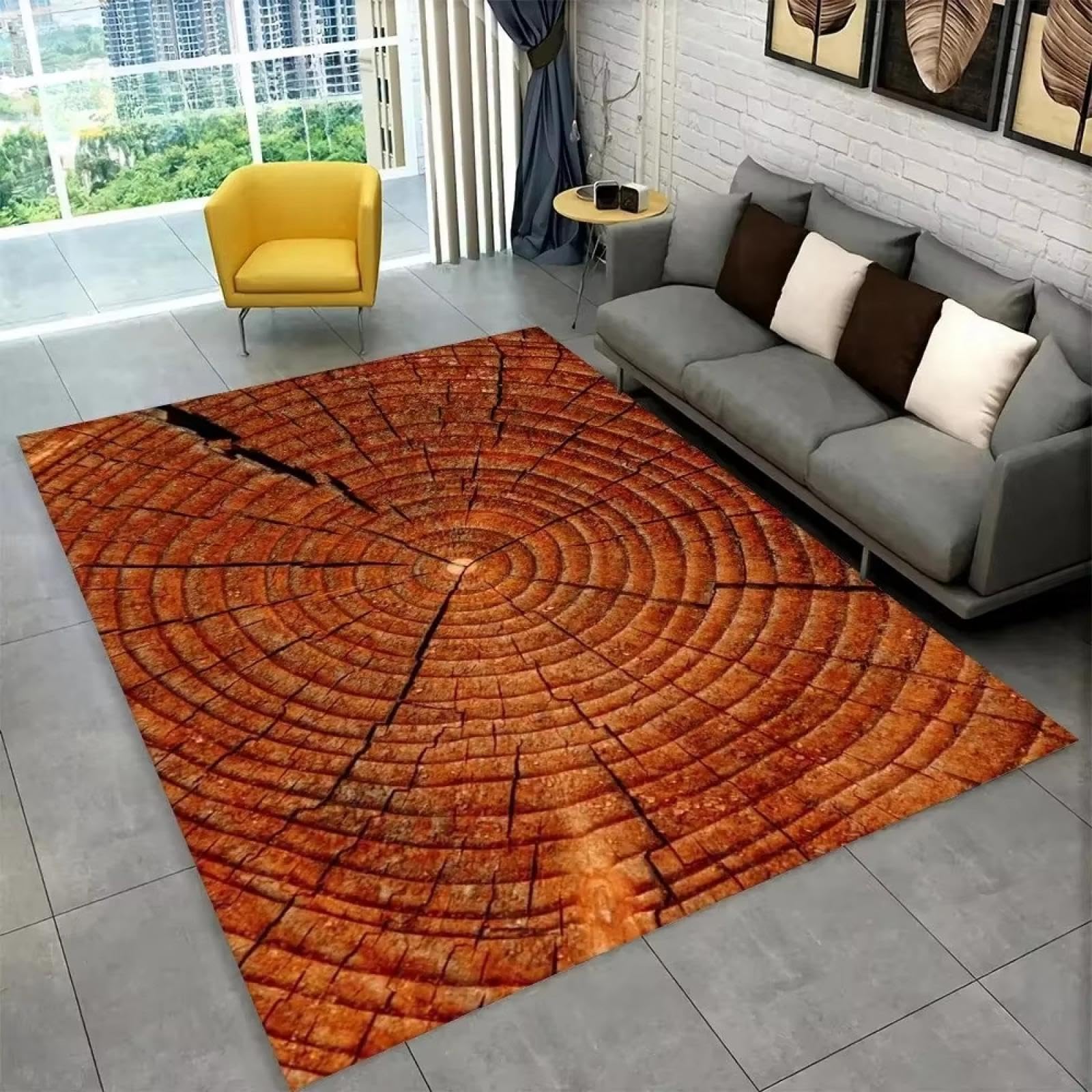 Tapis salon en grain de bois 3D retro 160x200cm pour cuisine et chambre d'enfants antidérapant
