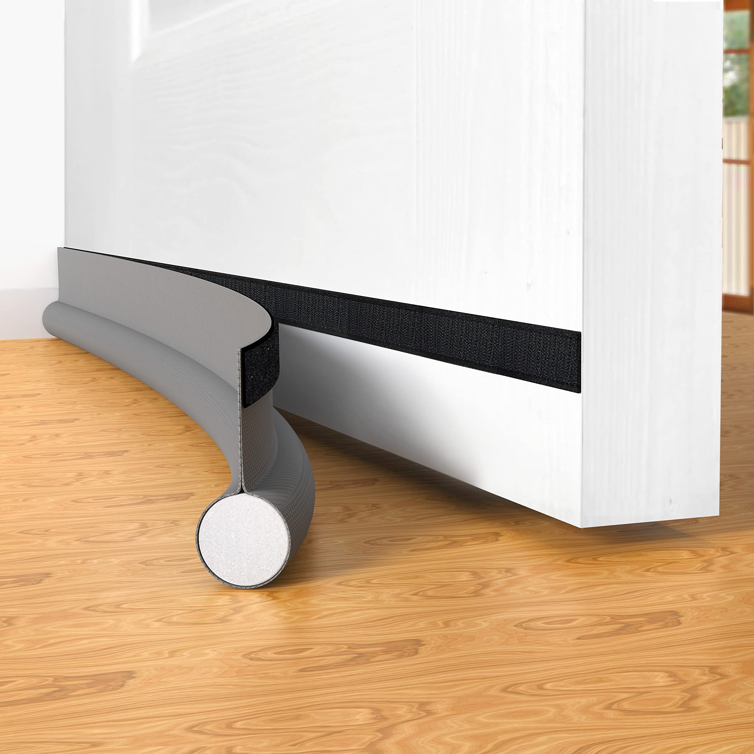 Goodern Unilateral Door Strip,Wear-resistant leather Sealing Strip,Insect-proof Sealing Strip,Draft Blocker Insulator Door Sweep Weather Stripping Soundproof for Interior／Exterior Doors-Gray