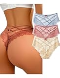 Womens Sexy Thongs Lace Panties Underwear Low Rise Plus Size Underpants Pack of 3