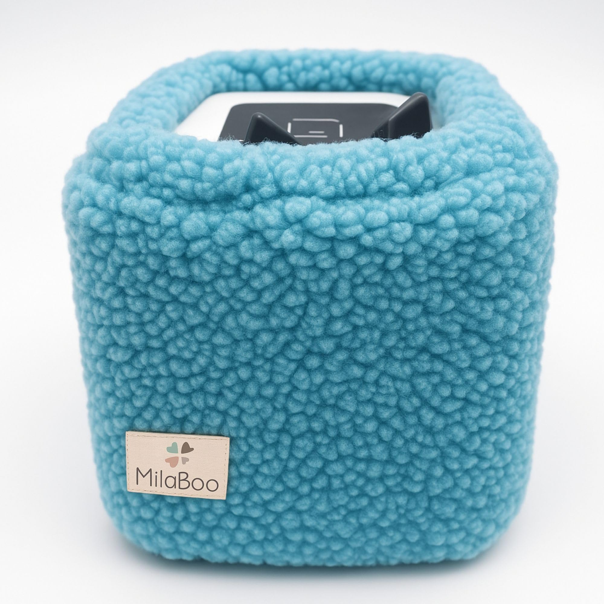 Milaboo® hochwertiger Teddybezug für Toniebox 1 und 2 – Handgefertigt in Deutschland, mit weichem Teddystoff, Schutzhülle und kinderleichte Handhabung (hellblau)