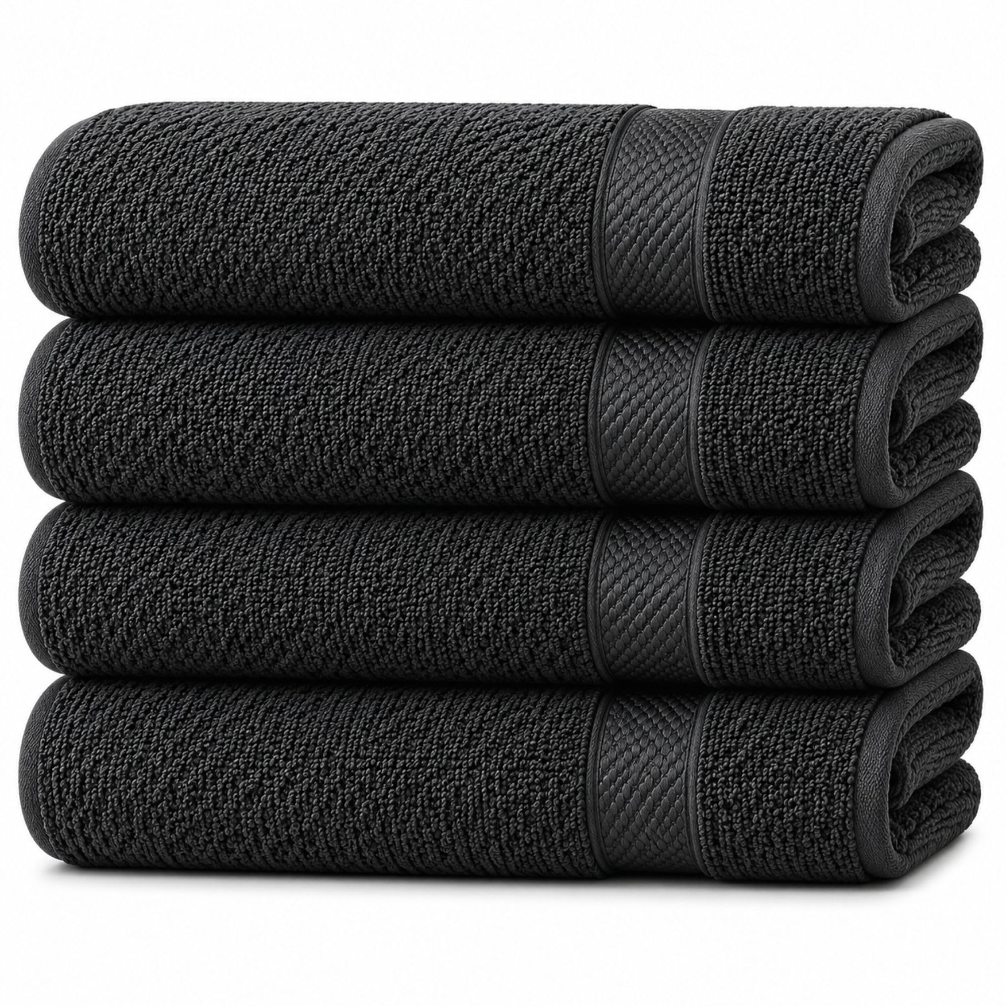 Opulent Dreams Bath Towels Set of 4 - Large 100% Egyptian Cotton Bath Towels 70x135cm, Super Absorbent & Quick Dry, Soft Hotel Quality Towels for Bathroom (Charcoal)