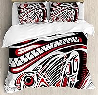 Vista 163 de Ambesonne Juego de funda de edredón color menta, líneas onduladas horizontales a rayas blancas abstractas de tonos suaves, exhibición de arte