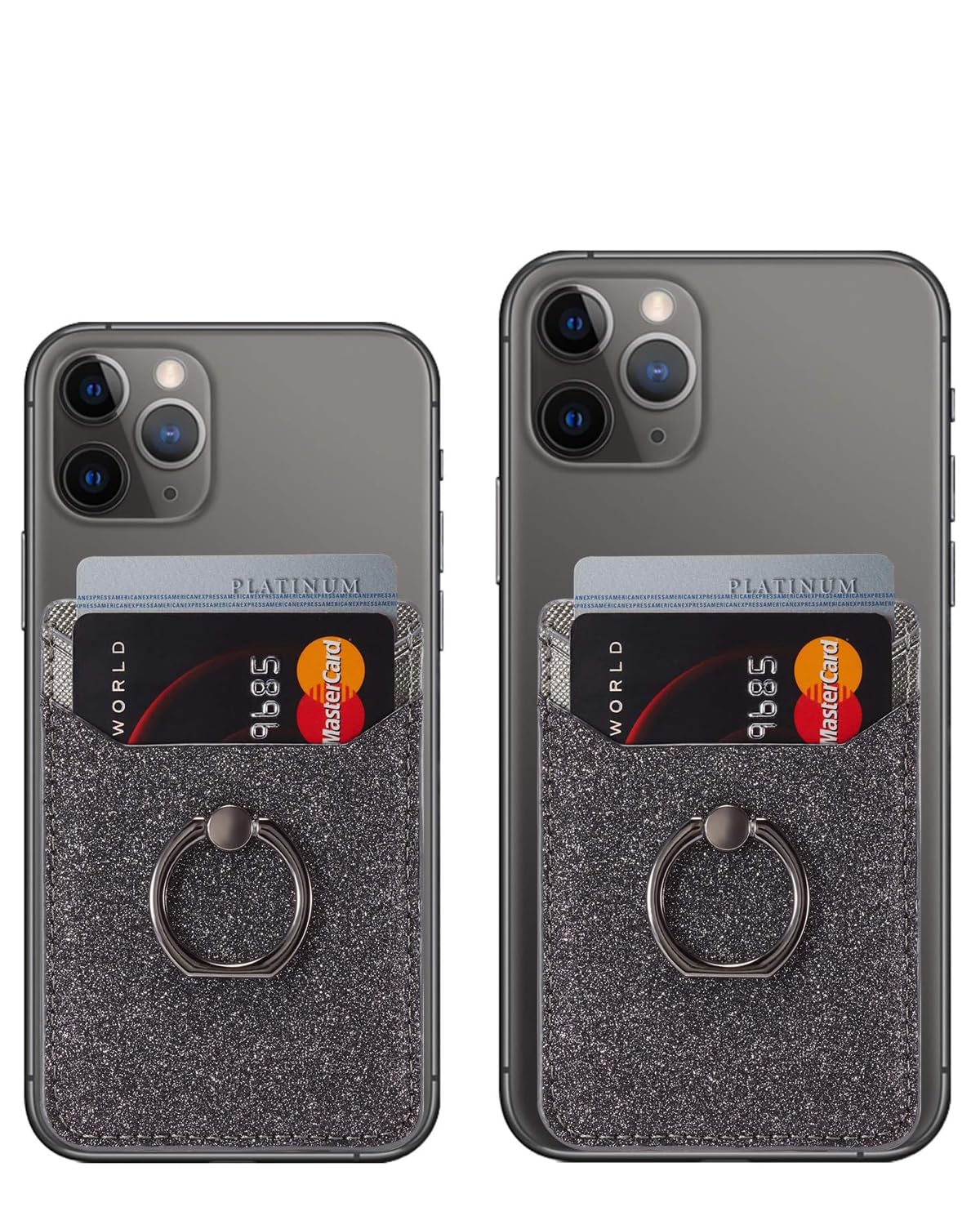 Etui na kartę z tyłu telefonu, pierścień blokujący RFID, portfel kieszonkowy, kij na telefon komórkowy, kredyt na iPhone'a/większość smartfonów (czarny)