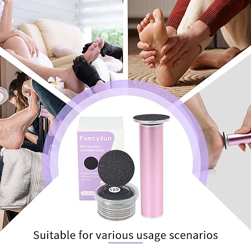 Vista 6 de 120 unidades de discos de papel de lija reemplazables de 120 granos medianos para removedores eléctricos de callos de pies - 42mm/1.65in Recambios