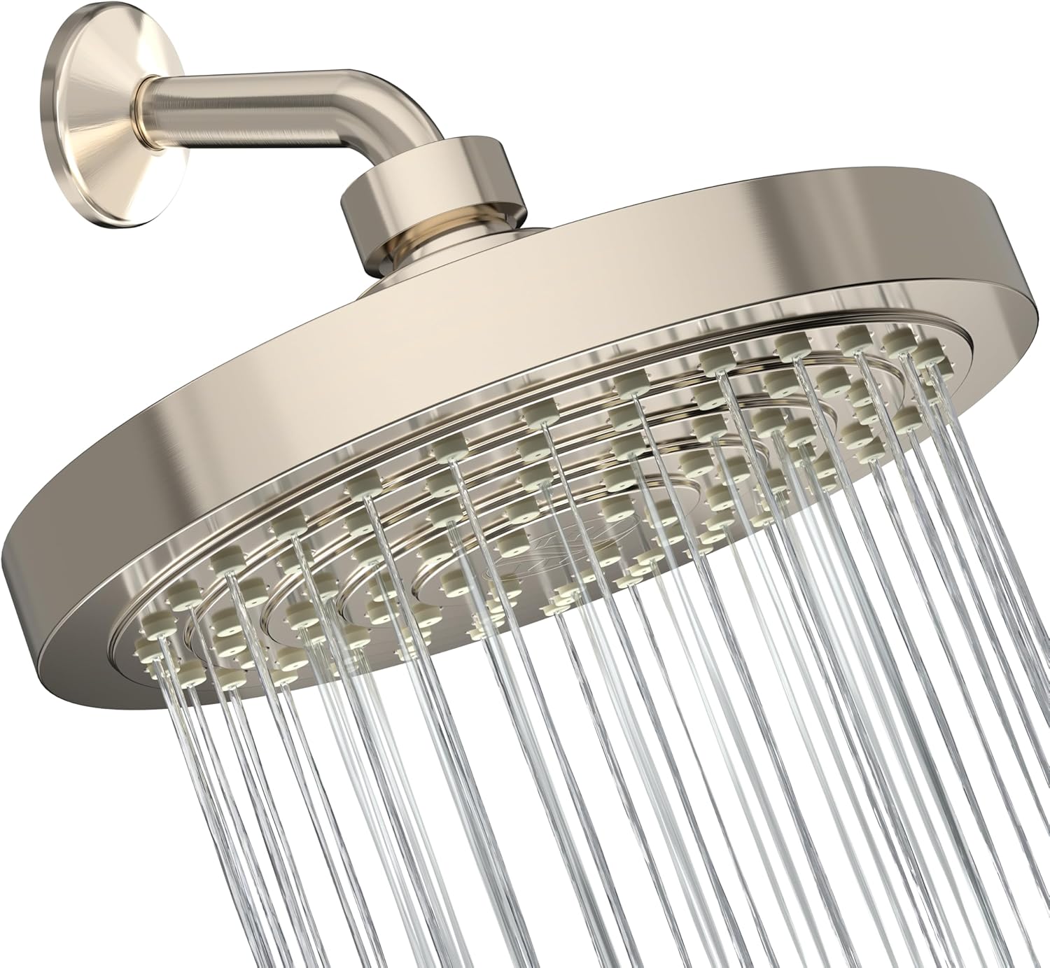 Winthorpe Conservation Rain Shower Head, Brushed Nickel, Round, Low Flow, High Pressure, 1.8 GPM Water Saving, 360 Degree, Eco and Energy Efficient Rainfall Showerhead