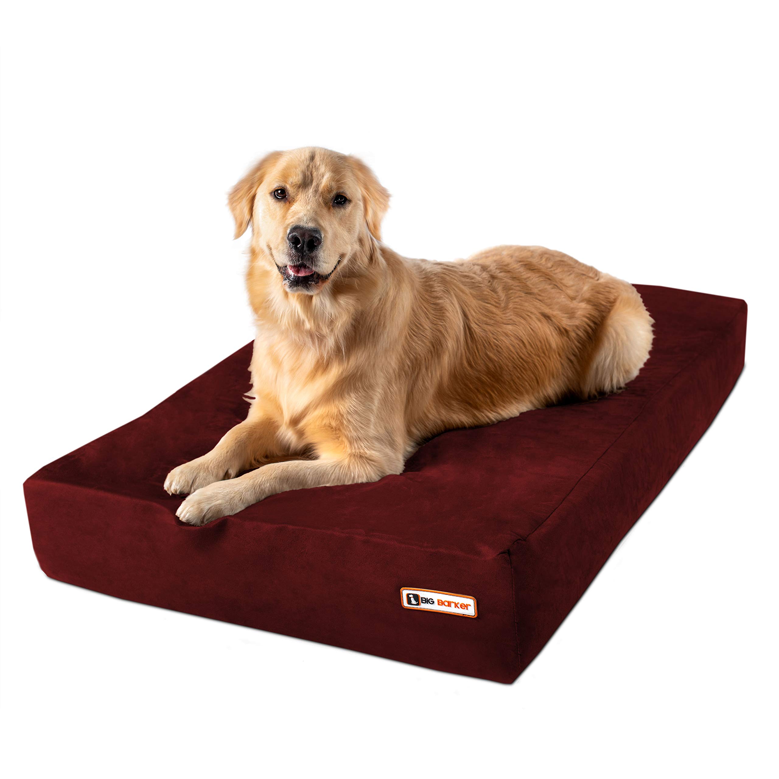 Big Barker7" Pillow Top Orthopedic Dog Bed - Large Size - 48 X 30 X 7 - Burgundy - For Large and Extra Large Breed Dogs (Sleek Edition)
