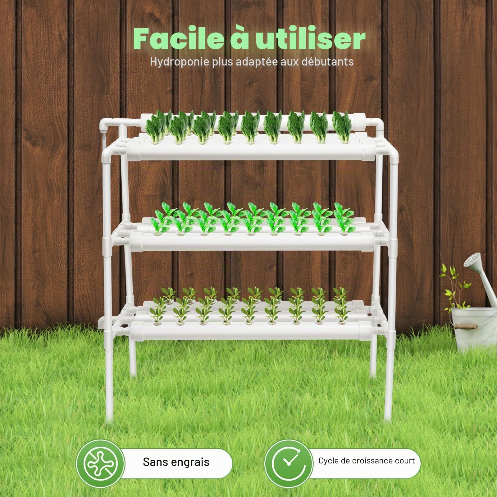 Futchoy Hydroponic Site Grow Kit de culture 108/90 Plant Sites 3 couches Plant Plant Plant Plant Plant Plant Jardin Terrasse pour Maison, Jardin et Bureau (99 Plants)