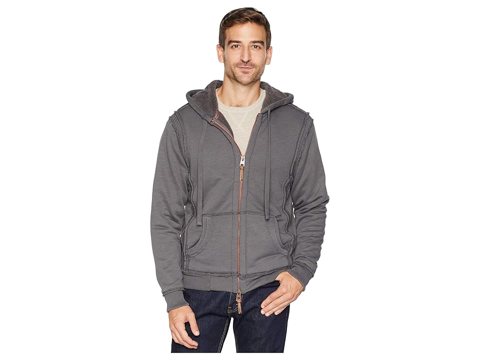 

True Grit Slub Cashmere Terry Zip Hoodie Jacket with Softest Pile Lining (Harley Black) Men's Coat, Brown