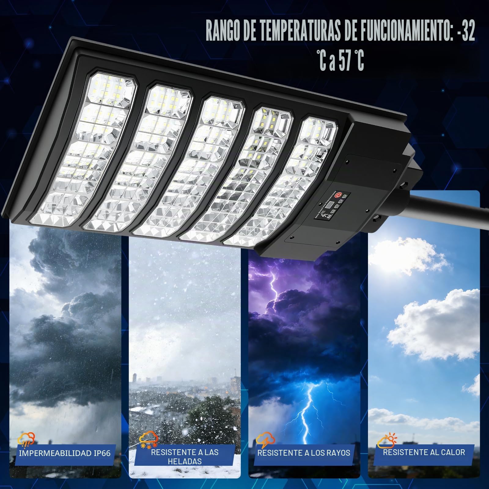 8000W Farolas Solares Exterior, 40000LM 6500K Farola Solar Potente con Sensor de Movimiento, IP67 Impermeables Foco Solar Exterior para Jardín, Patio, Parcela