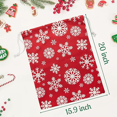 Miniatura 4 de Shindel 2 sacos de Papá Noel de Navidad, bolsa de Santa de 15.9 x 20 pulgadas, bolsas de regalo de lona de Navidad con cordón para regalos de