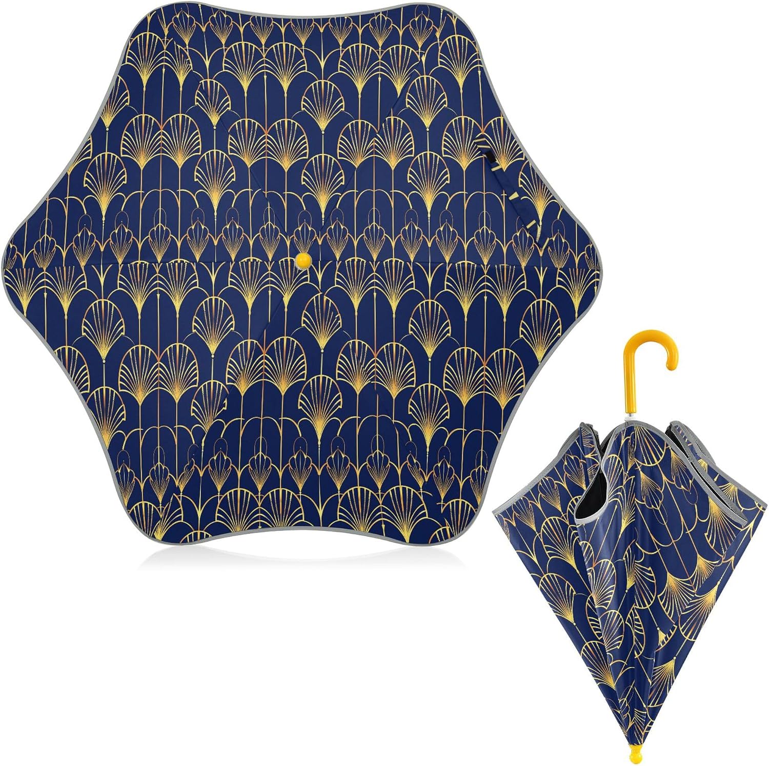 ALAZA Gold Fans Kids Umbrella for Girls Boys Toddler Children Rain & Sun Umbrella