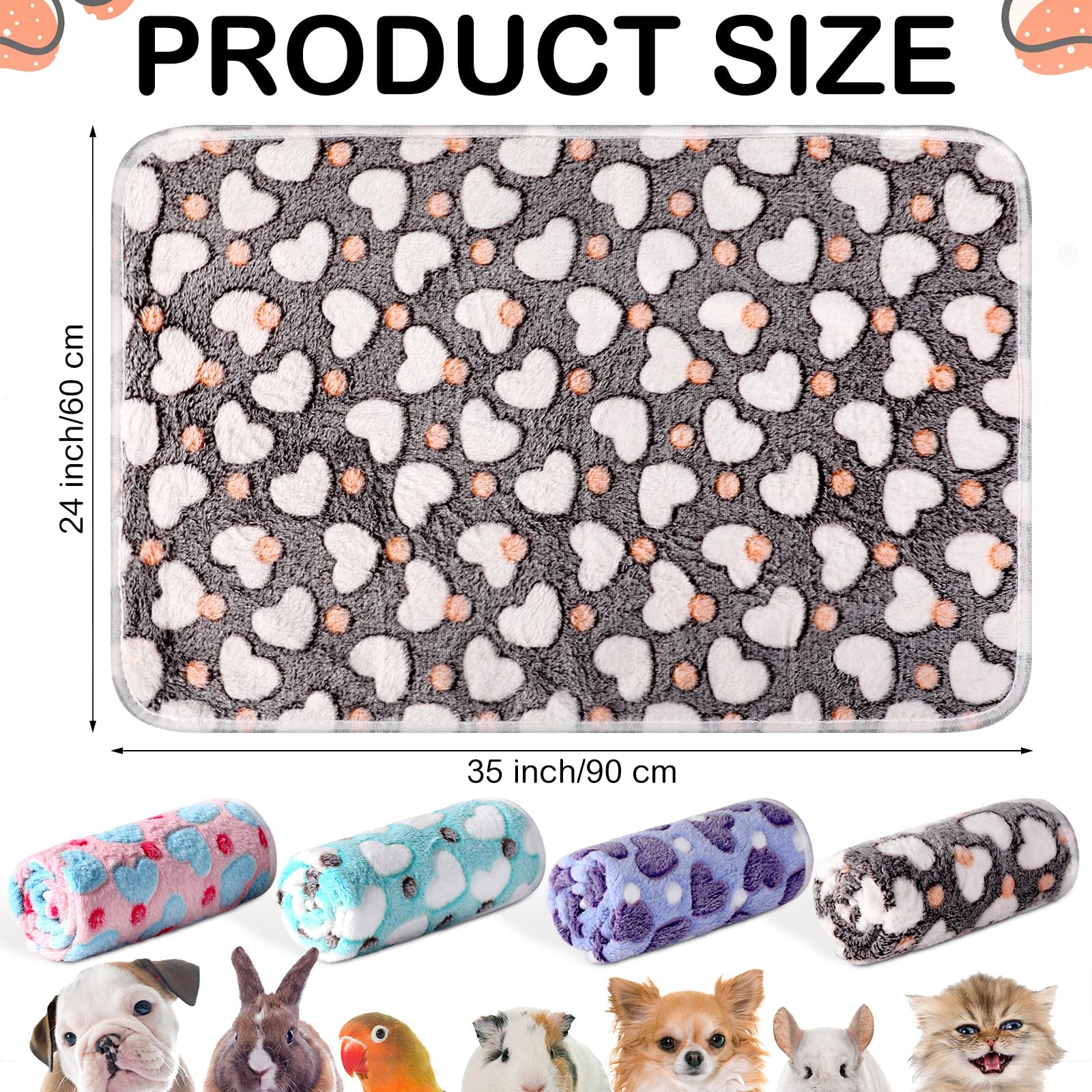 Reginary 4 mantas impermeables de conejillo de indias, lavables, ropa de cama de forro polar de animales pequeños, absorbente, forro de jaula de cobayas, reutilizable, almohadilla de entrenamiento