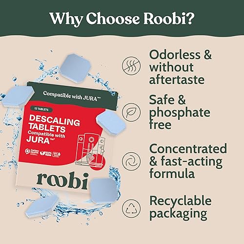 Miniatura 4 de Roobi Tabletas descalcificadoras compatibles con Jura. 12 tabletas descalcificantes Jura para máquinas automáticas de café expreso. 100% vegano,