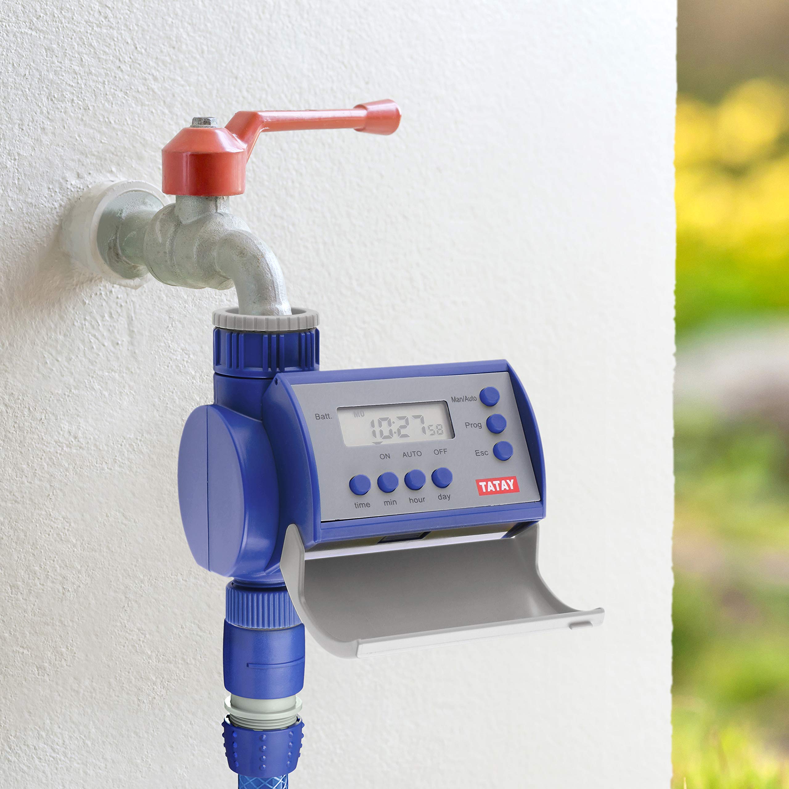 TATAY Programmatore elettronico per irrigazione TL, in plastica resistente anti UV, con collegamento diretto al rubinetto, che permette di programmare fino a 8 irrigazioni giornaliere. Uso per esterni. | Centralina Irrigazione Automatica | Funziona a Batt