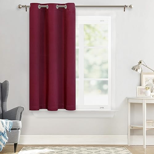 Miniatura 7 de MYSKY HOME - Cortina opaca para dormitorio, con ojales, increíble tejido triple y aislamiento térmico, 1 panel de cortina de 132 x 160 cm, borgoña