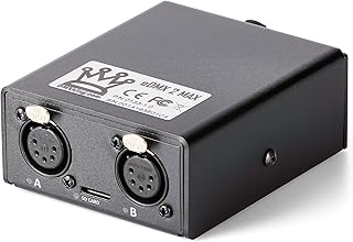 eDMX2 MAX – イーサネット DMX アダプター 2 ユニバース PoE/USB (5ピン)。