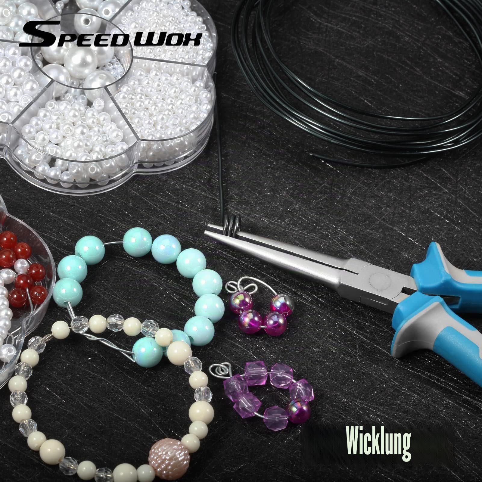 SPEEDWOX Spitzzange, 6", Mini-Spitzzange, extra lange Spitze, Präzisionszange, dünne flache Backen, mikrofunktionelle Präzisionsdraht-Schlaufen, feine Zange mit Feder, Werkzeug zur Schmuckherstellung