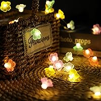 Vista 1 de NOVIIML - Tira de luces de flores de lossom a pilas para dormitorio, 10 pies, 30 luces LED, flash interior, 2 modos, decoración de pared, cortina