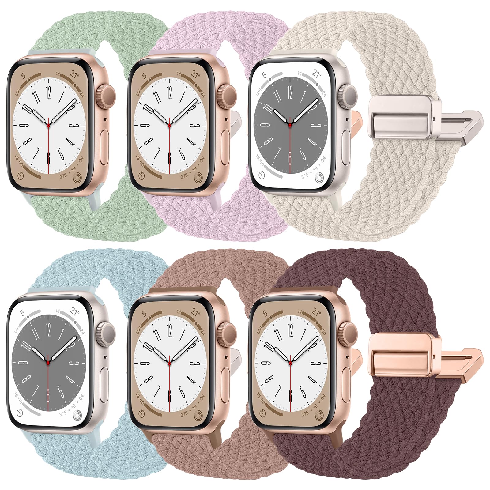 chinbersky Geflochtene Armband Kompatibel mit Apple Watch Armband 40mm 41mm 42mm 38mm 44mm 45mm 46mm 49mm, Magnetisch Elastisch Stoff Sport Nylon Band für iWatch Ultra Series 11 10 9 8 7 6 5 4 3 2 SE