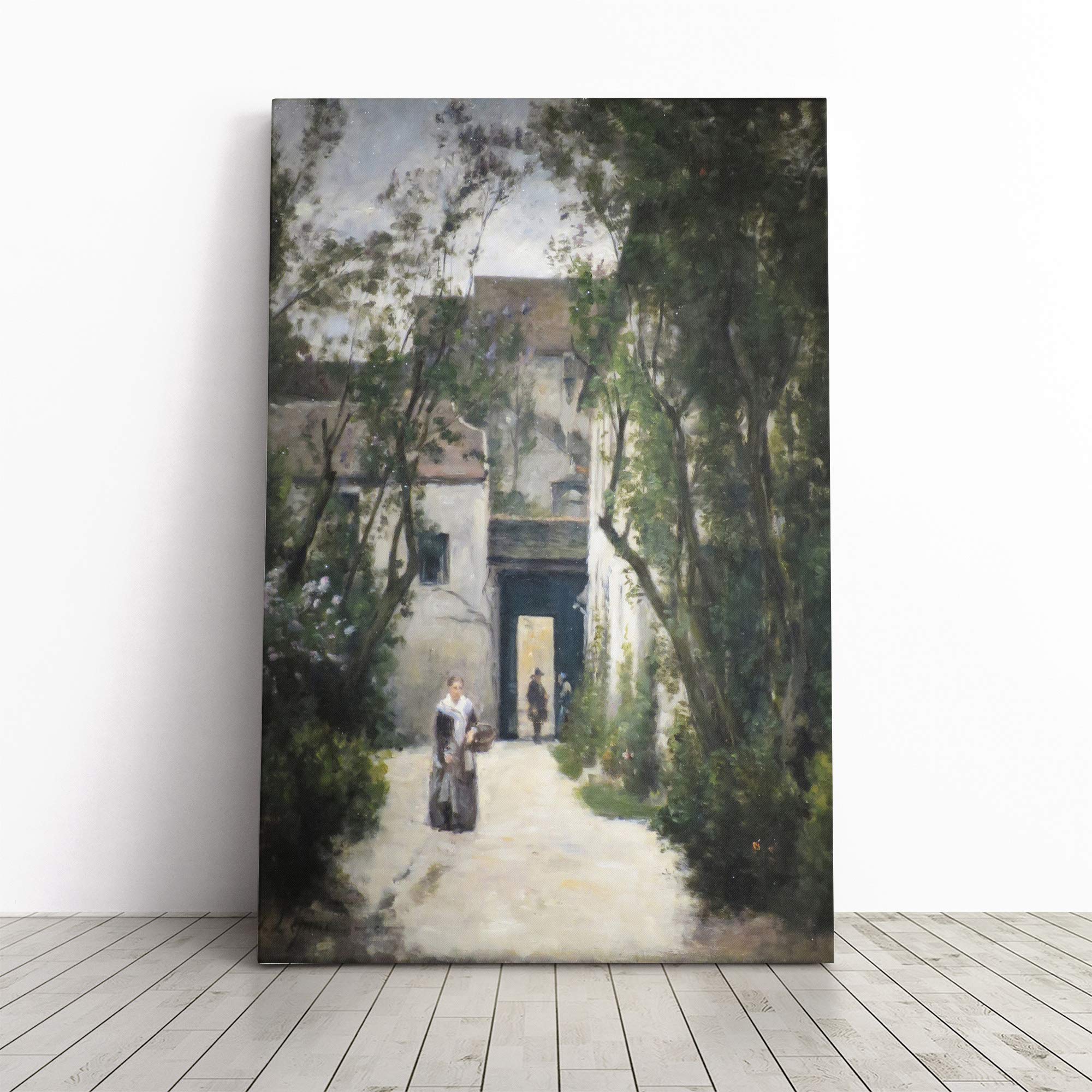 Stanislas Lepine A Courtyard Canvas Print | Gallery Wrapped 30mm Frame Wall Art | 30x20 inches | Ready to Hang | Modern Picture | Living Room Bedroom Lounge Office