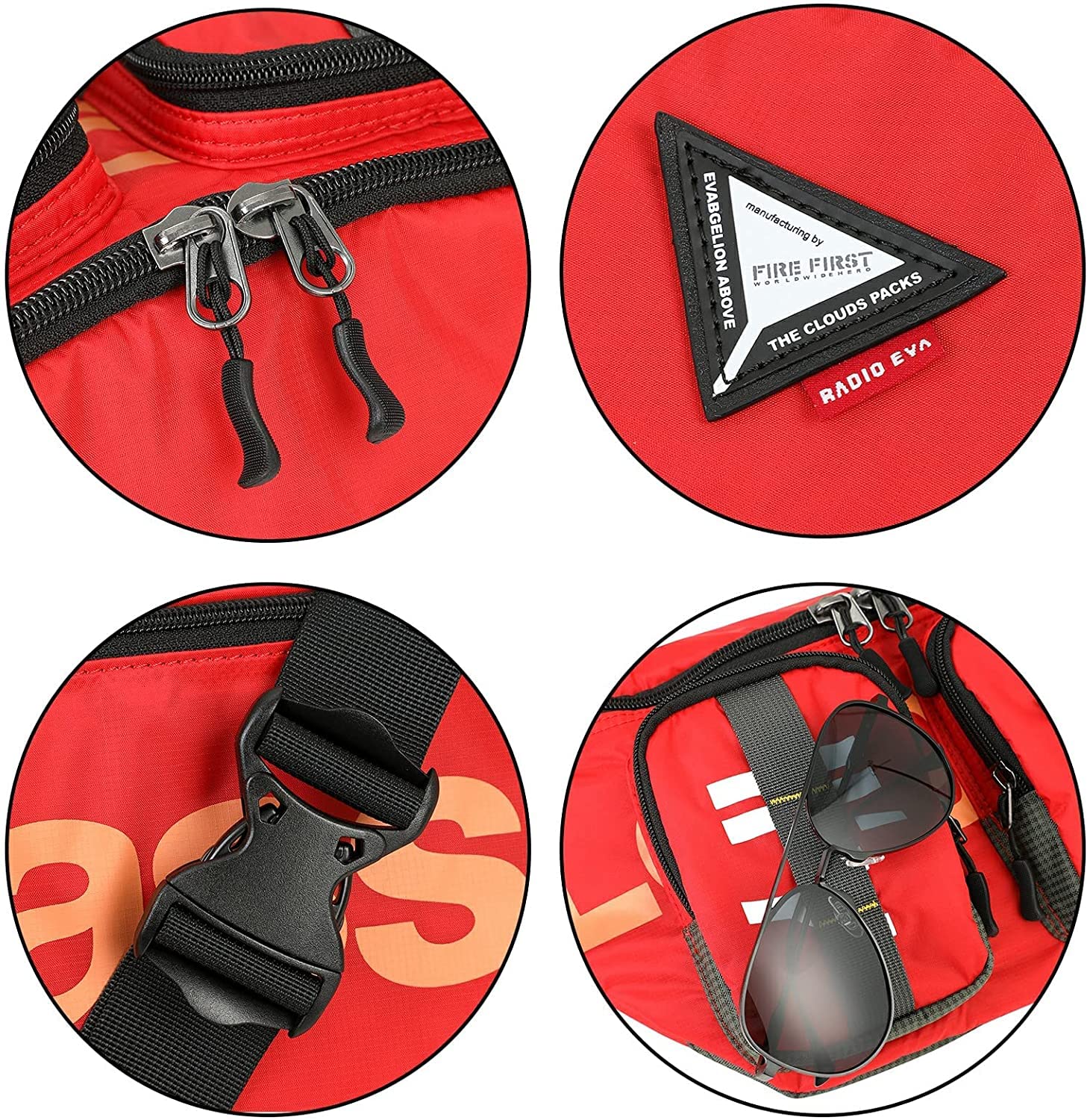 FIREFIRST x RADIO EVA - Evangelion Marsupi Sportivi Borse a Spalla | Collaborazione Ufficiale Eva;Accessorio Cosplay Indispensabile;Ideale Per Scuola, Gite, Viaggi