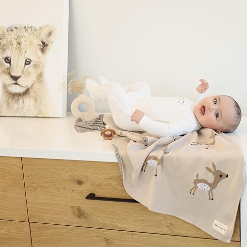 Miniatura 7 de Bleu La La Manta de punto para bebé, 100% algodón, suave, acogedora, para cuna, manta de cochecito para ducha, registro de regalos para recién