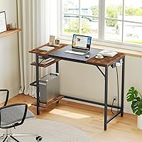 Vista 9 de HOOBRO Computer Desk, Home Office Desk with Power Outlet, Writing Desk with 2 Shelves, Modern Small Desk for Home Office, Study, Easy to Assemble