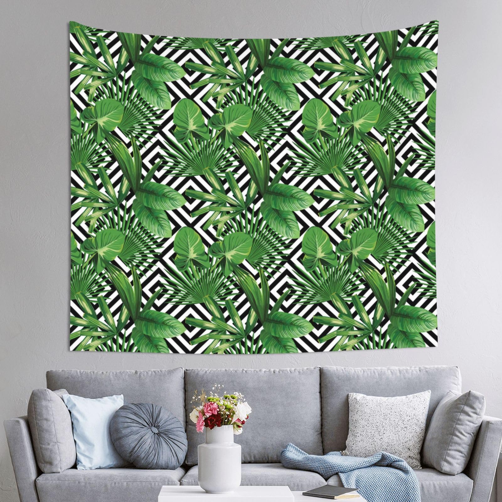 WKSGDSG Decoration Tapestry Wall Hanging For Bedroom, Tropical Leaves, 152x130cm Dorm Decor, Lightweight Easy Hang Wall Art For Living Room, Aesthetic Tapestries For Outdoor, Ceiling, Doorway, Camping