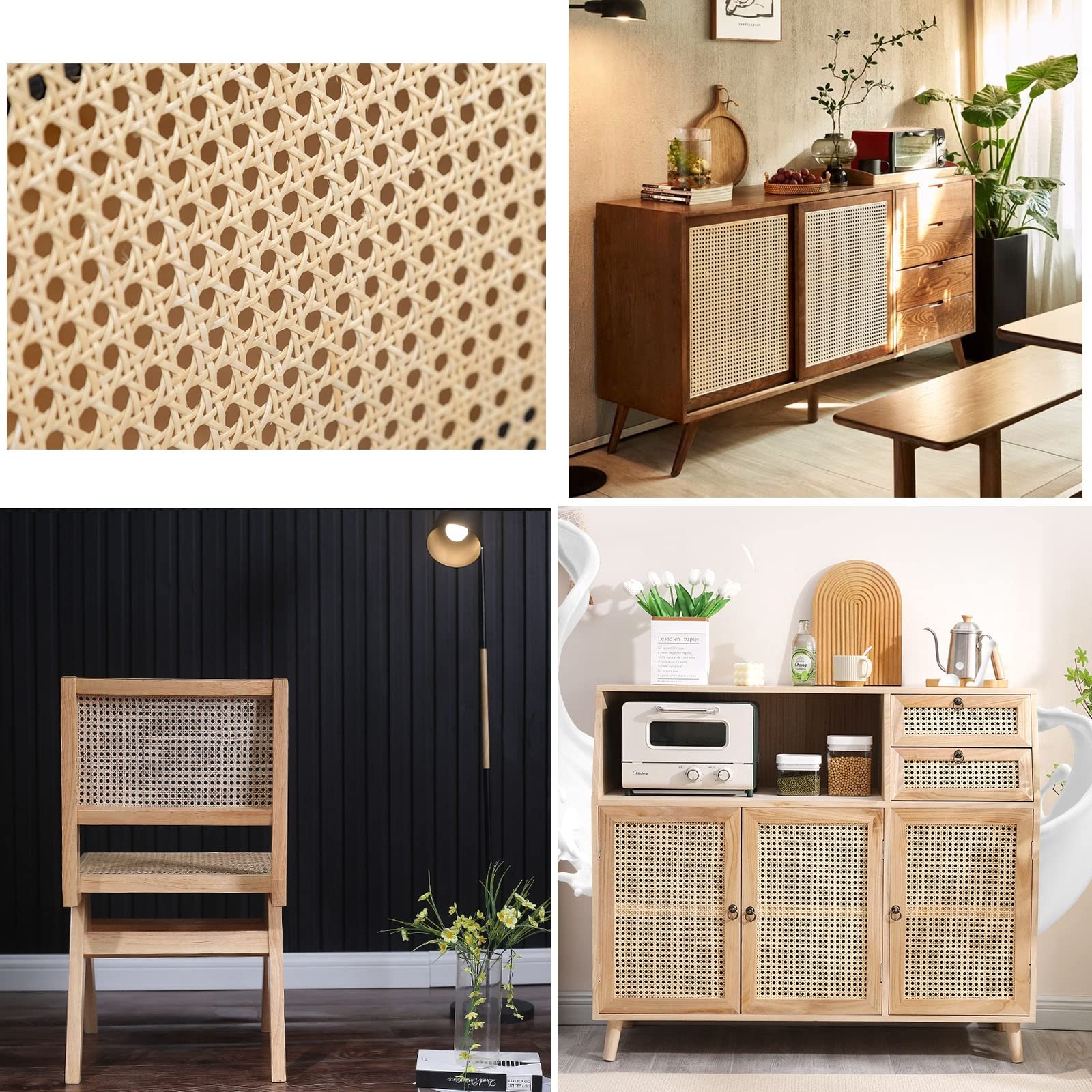 Rattan Rotolo Paglia di Vienna per Sedie Sgabelli,Sostituzione per Sedie Thonet Bistrot,Rotolo di Fettuccia in Rattan Naturale,Foglio di Tessitura di Canna Vimini Sedia per Riparazione Seduta Rattan (
