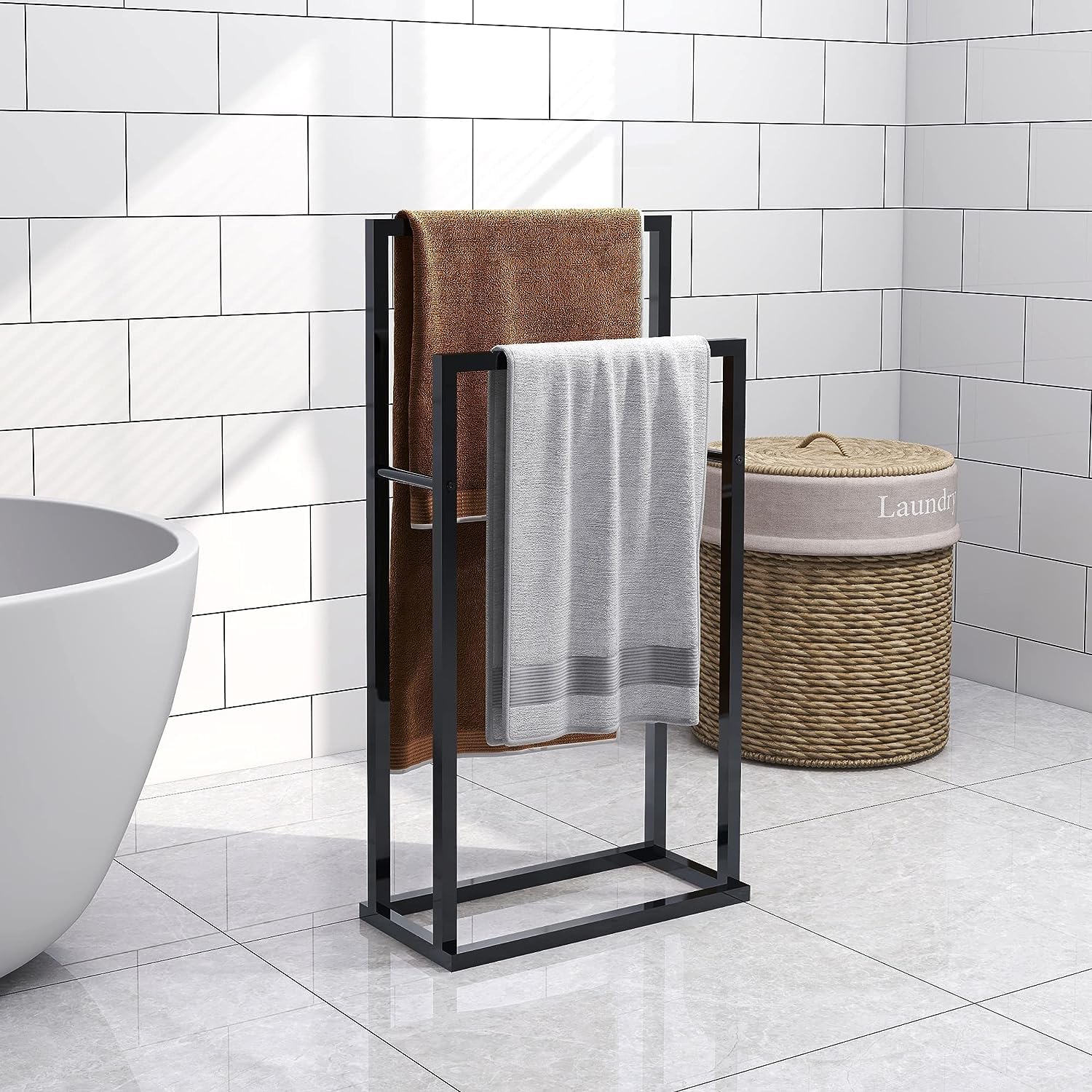Standing Bathroom Towel Racks ORGANIZE IT ALL Freestanding Acrylic