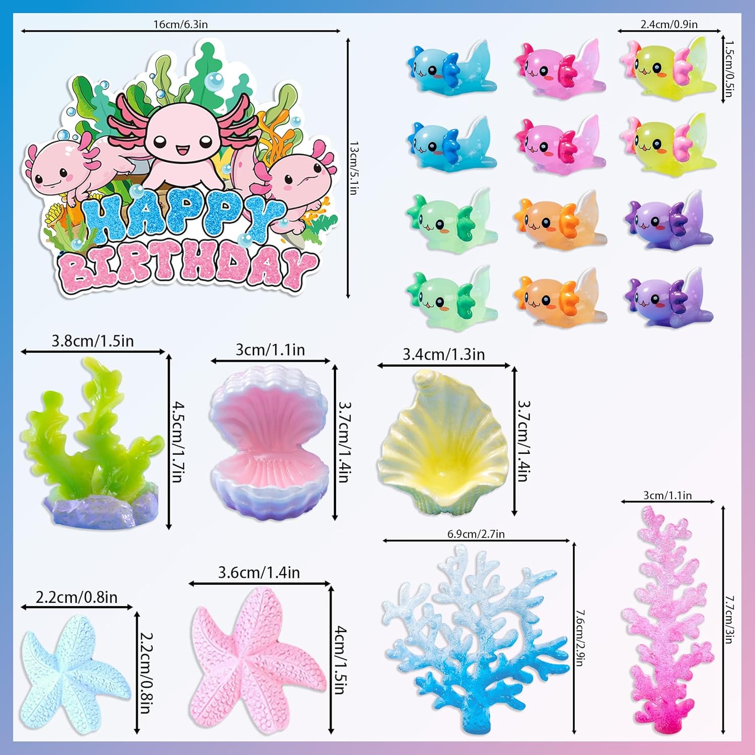 Axolotl Cake Topper Axolotl Birthday Decorations - Image 3