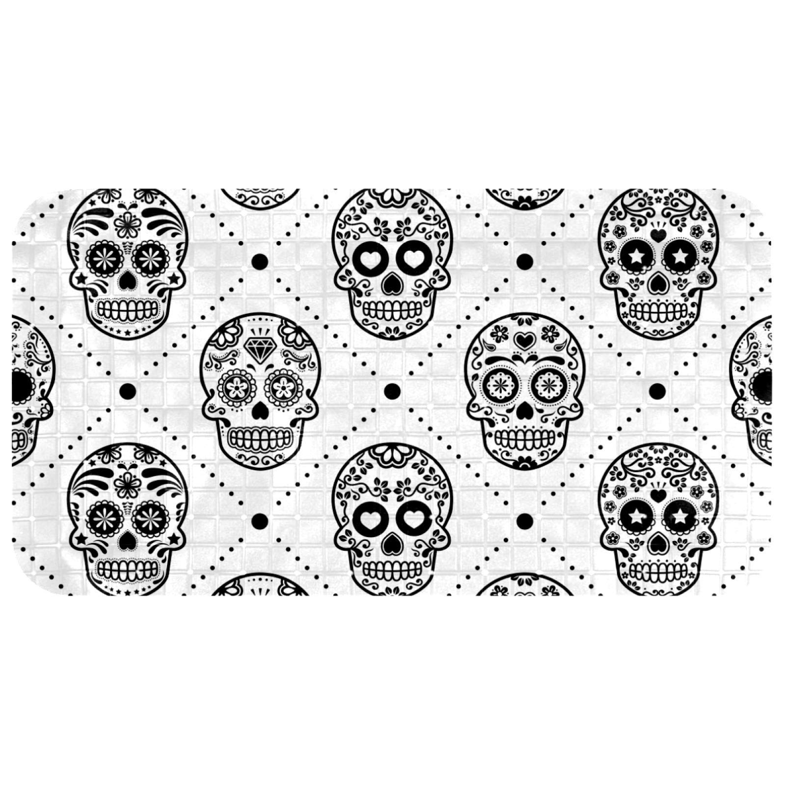 Tapis de bain ovale 68,3 x 37,3 cm Bennigiry avec ventouses motif crâne