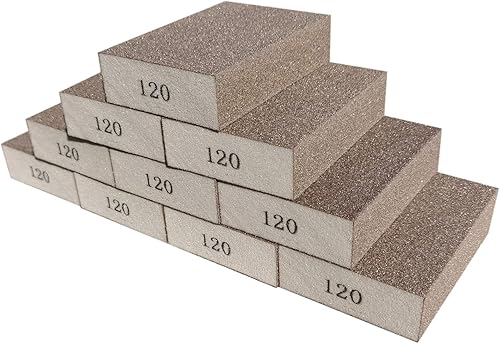 Paquete de 10 esponjas de lijado de grano 120, bloques de lijado lavables y reutilizables, ideales para cepillo de ollas, sartenes, cepillo de