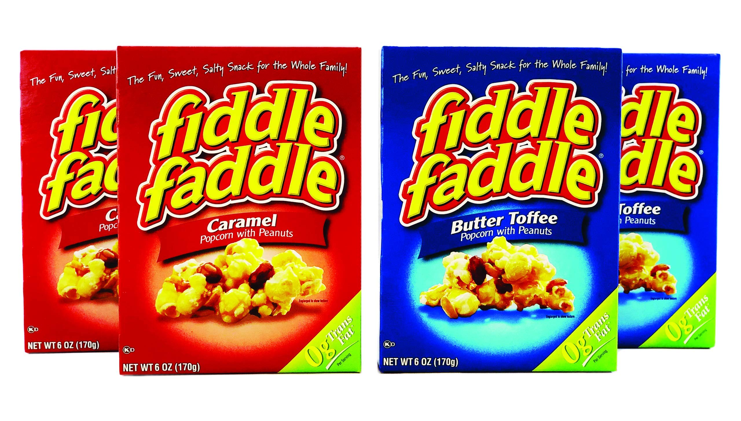 Fiddle Faddle Carmel Popcorn - The Two BEST Flavors All In One Convenient Bundle! - PACK OF 4
