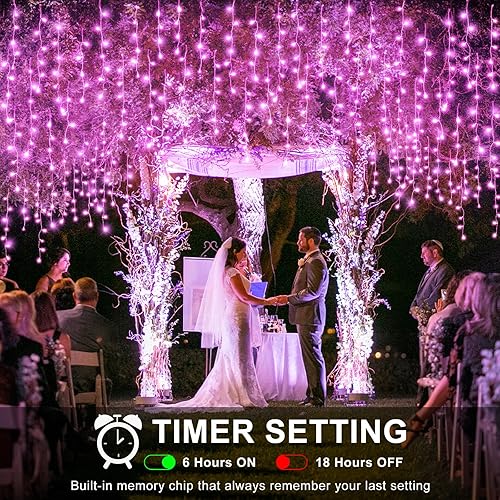 Miniatura 120 de Luces de Navidad de carámbano para exteriores, 66 pies, 640 luces LED de carámbano para exteriores con 8 modos de temporizador, impermeable, Blanco