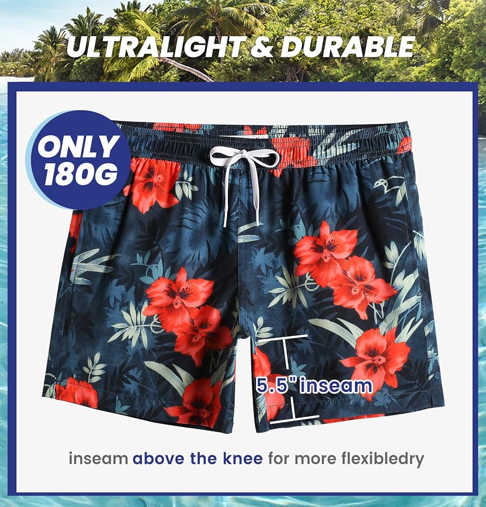 maamgic Mens Boys 80s 90s Vintage 4 Way Stretch Swim Trunks